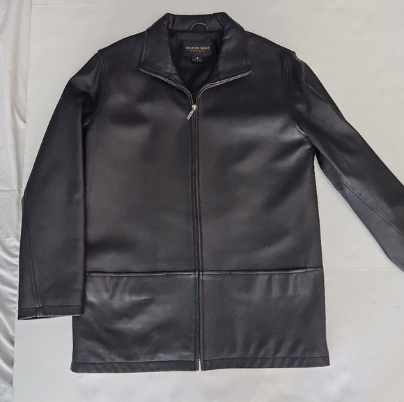 Golden Bear Women Classic Mid Length Genuine Leather jacket black large - Picture 1 of 6
